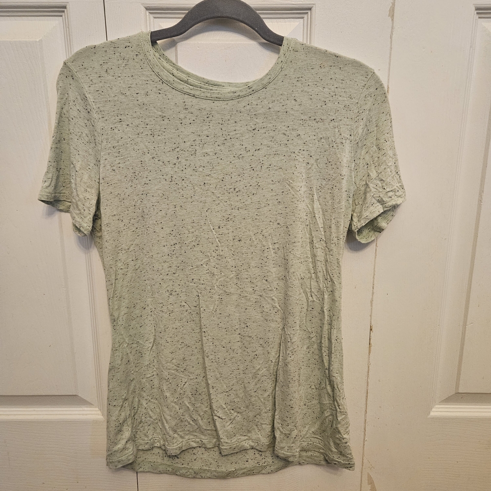 Nine West Sage Green Speckled Short Sleeve Crew Tee